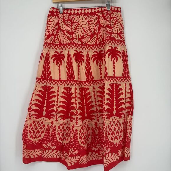 FARM Rio Dresses & Skirts - FARM Rio Red and Cream Midi Skirt